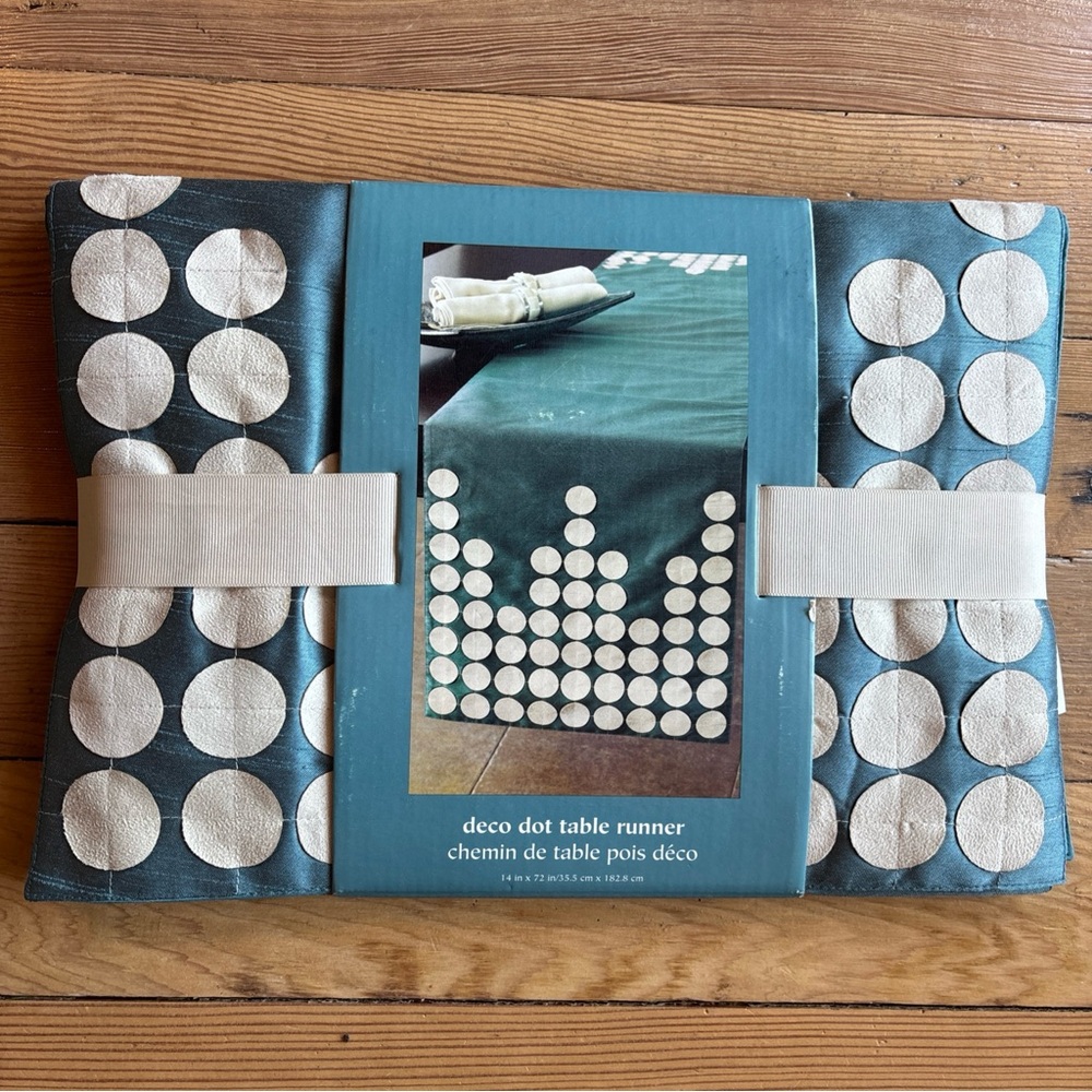 Pier 1 polka dot blue table runner 14in X 72in